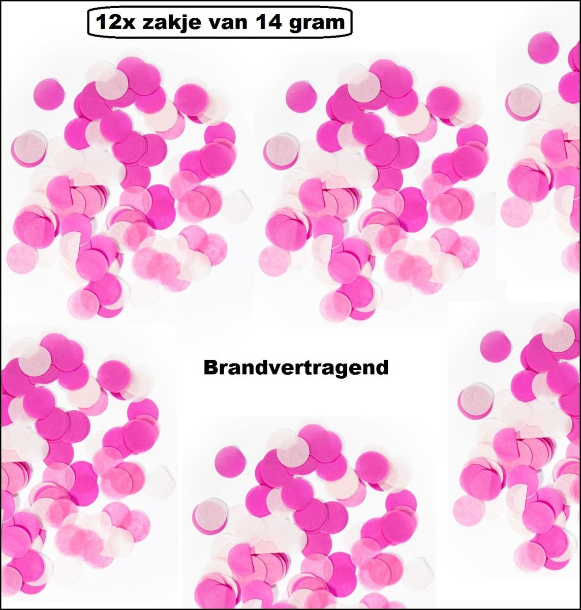 12x Confetti zakje baby roze 14 gram brandvertragend