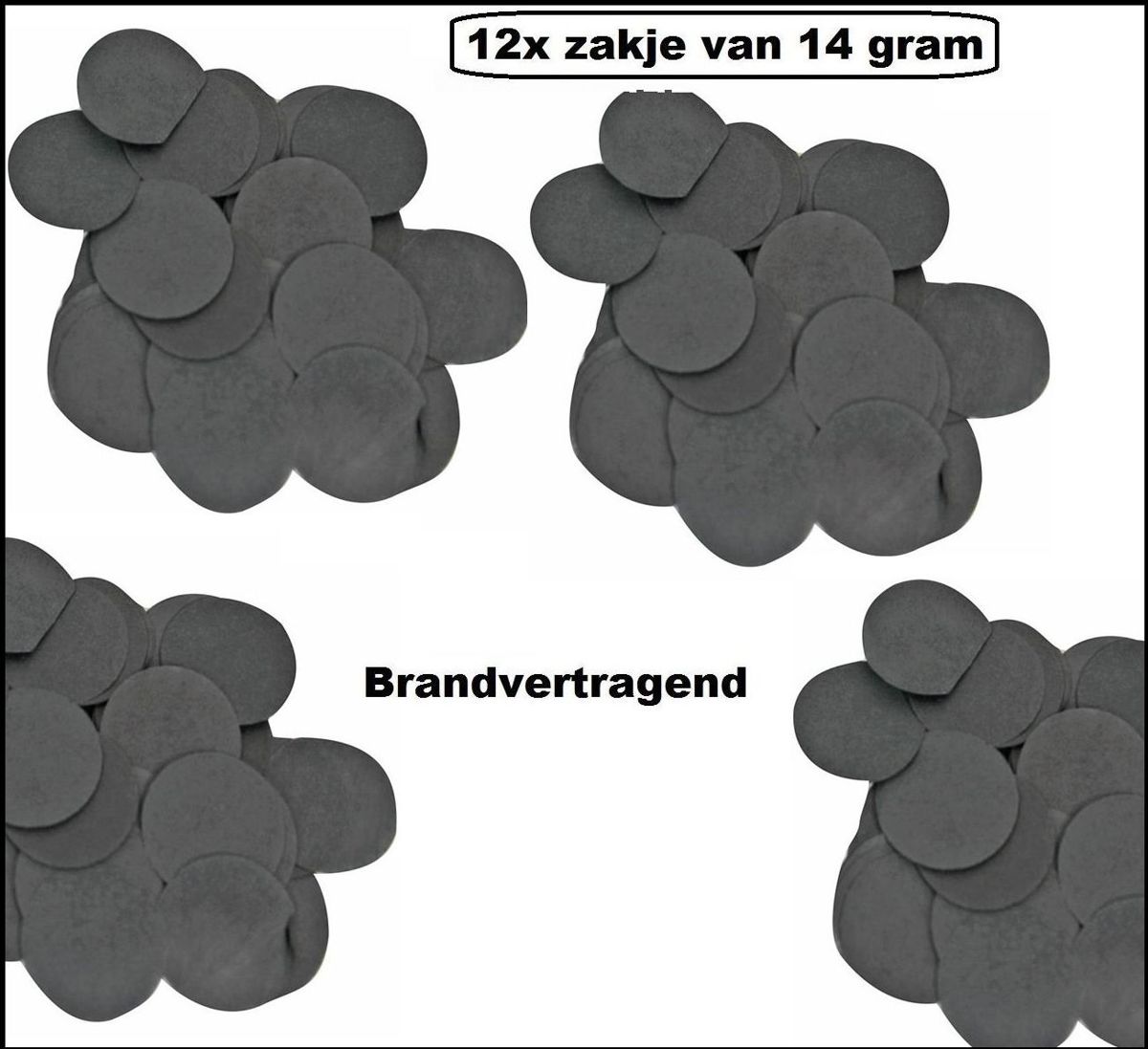 12x Confetti zakje zwart 14 gram brandvertragend