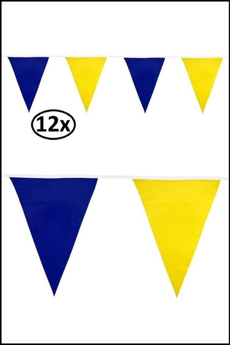 12x Vlaggenlijn blauw/geel 10 meter