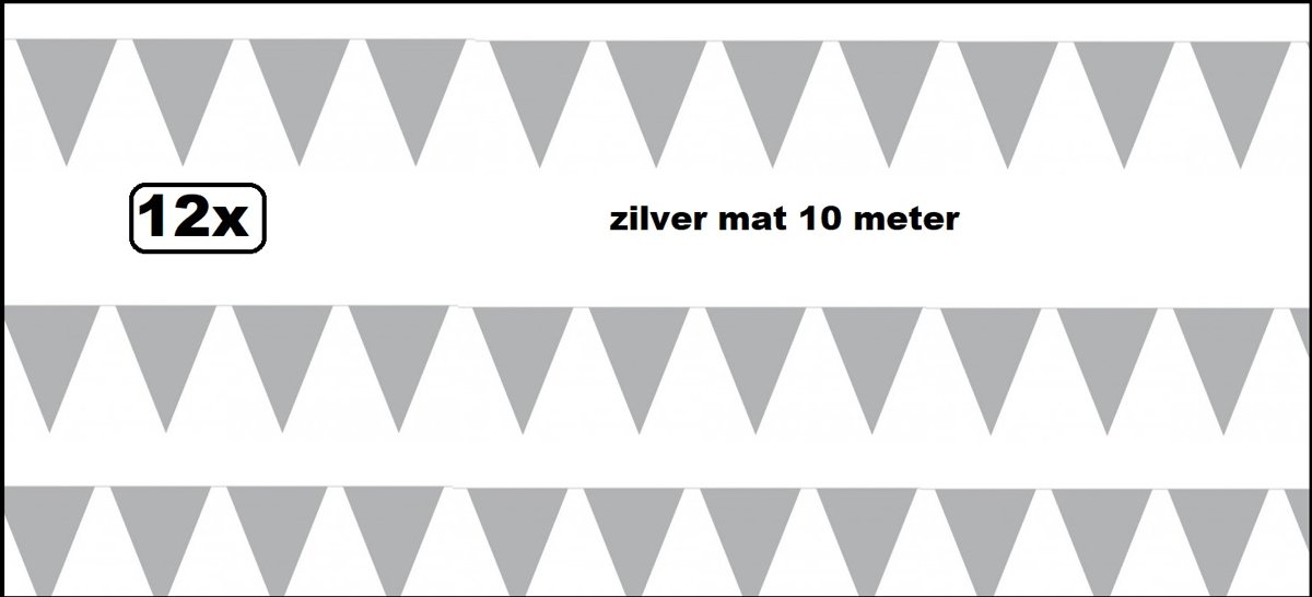 12x Vlaggenlijn zilver mat 10 meter - zilveren vlaglijn thema feest festival hollywood gala huwelijk