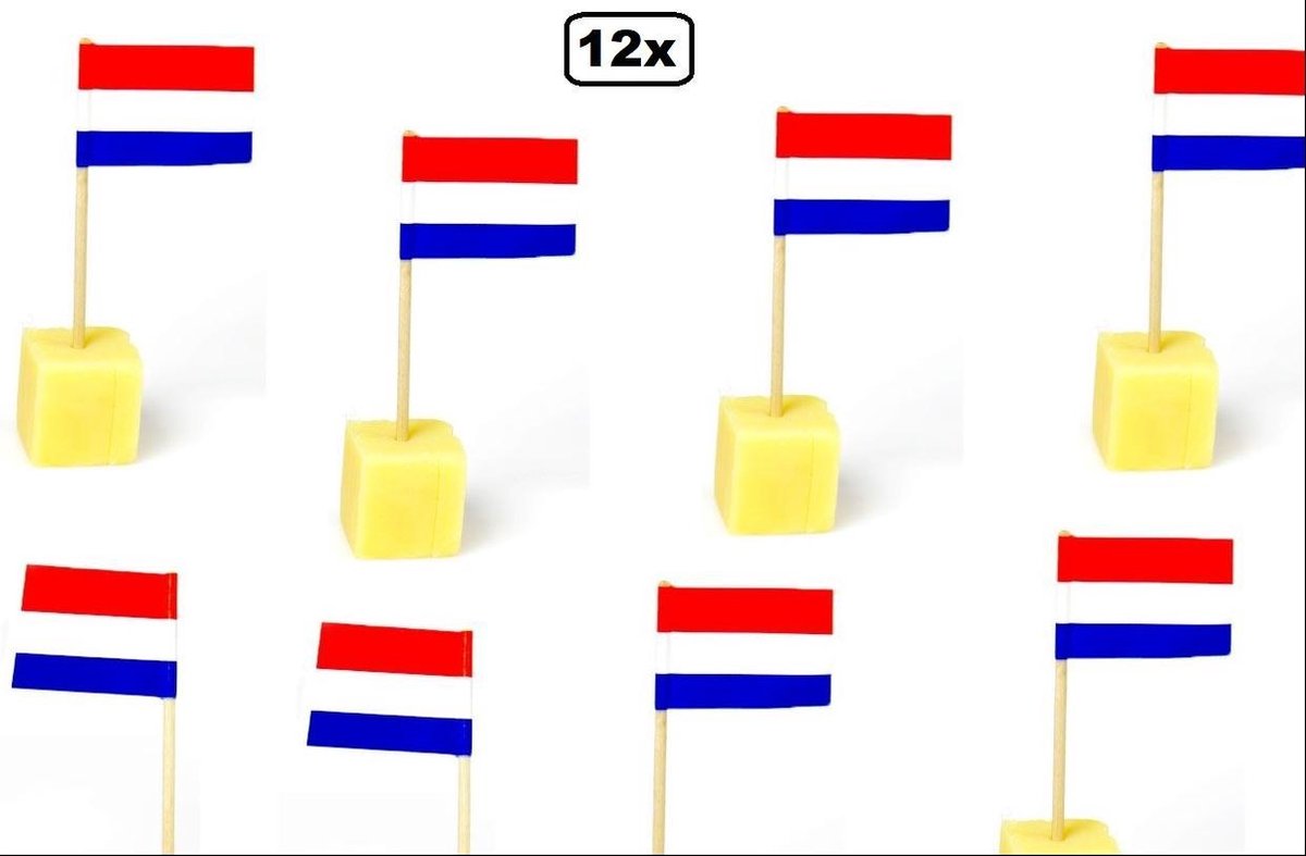 12x Vlagprikker Nederland - Holland cocktail prikker vlag Nederland