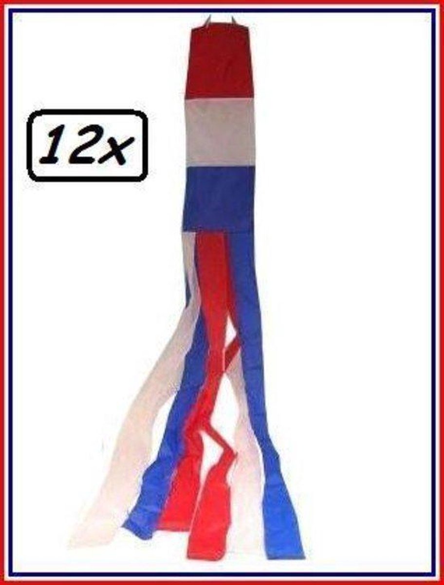 12x Windsock rood/wit/blauw 120cm