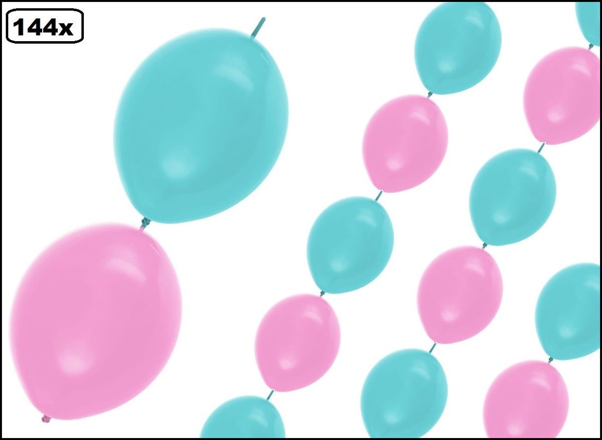 144x Knoop ballonnen licht roze/licht blauw