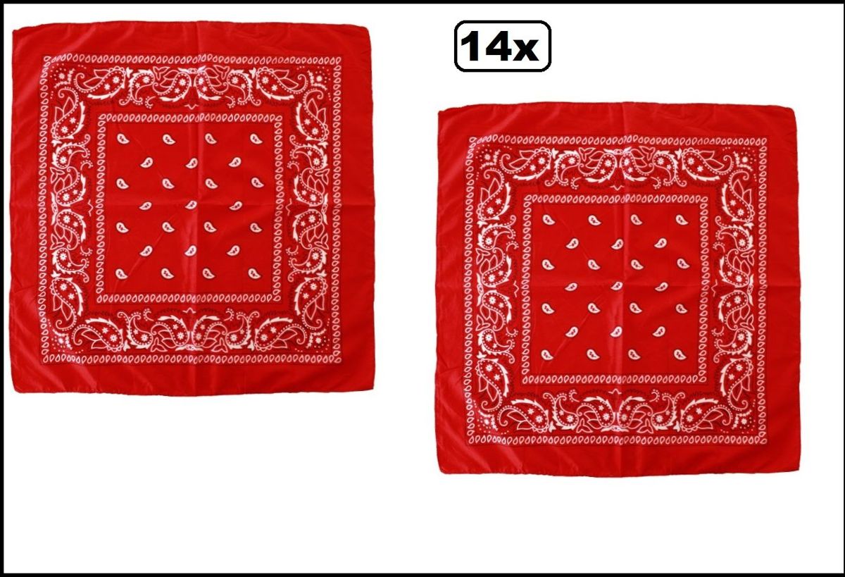 14x Zakdoek rood met motief 53 x 53 cm