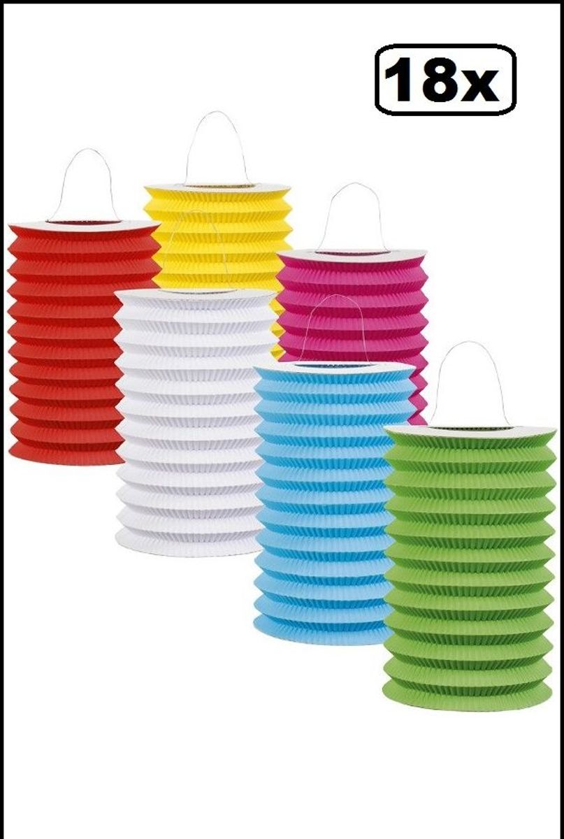 18x Lampion luxe recht 15 cm assortie kleuren