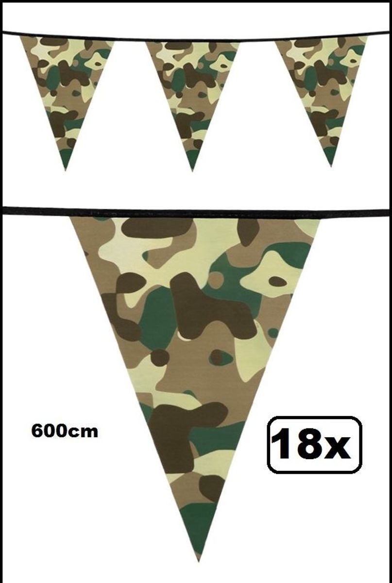 18x Vlaggenlijn Camouflage 6 meter