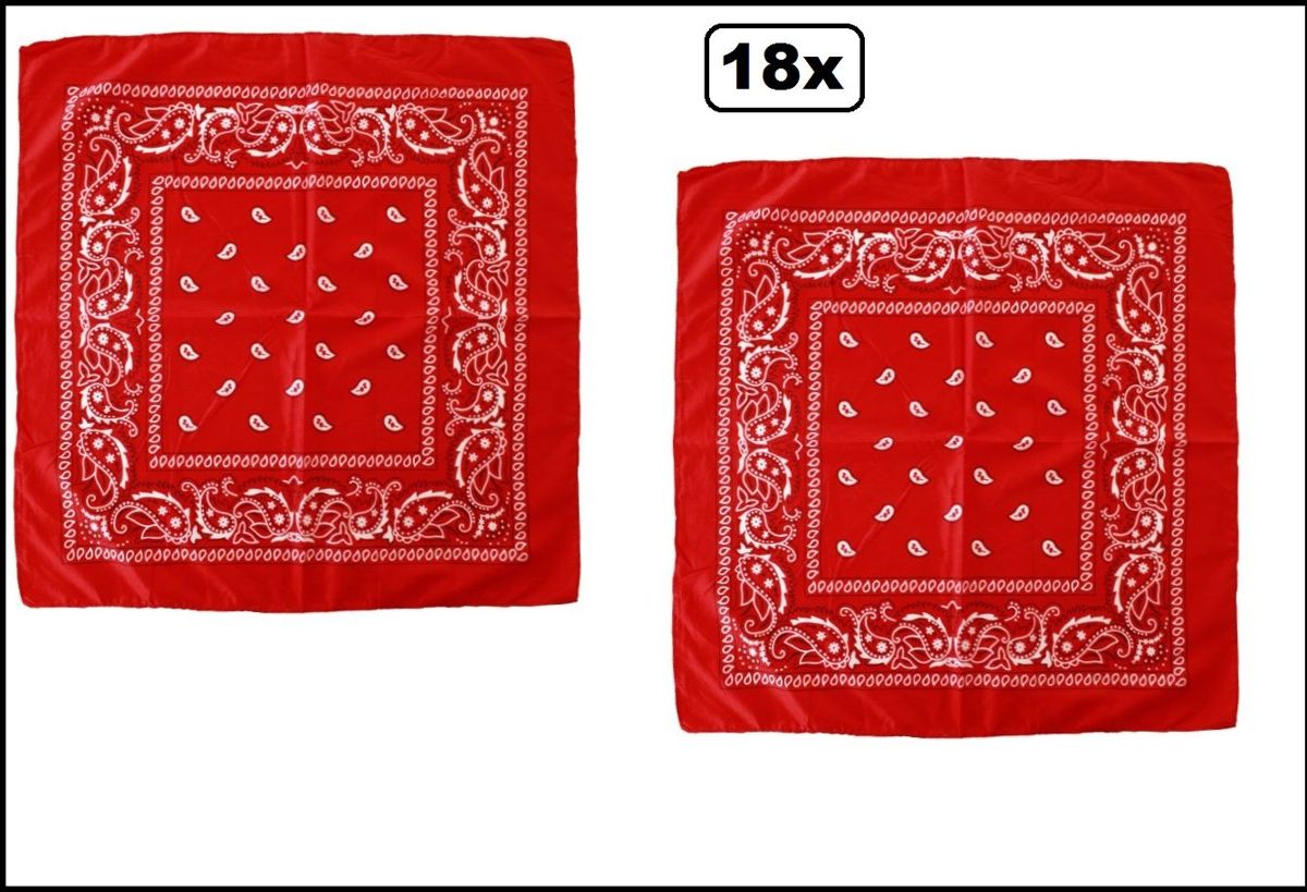 18x Zakdoek rood met motief 53 x 53 cm