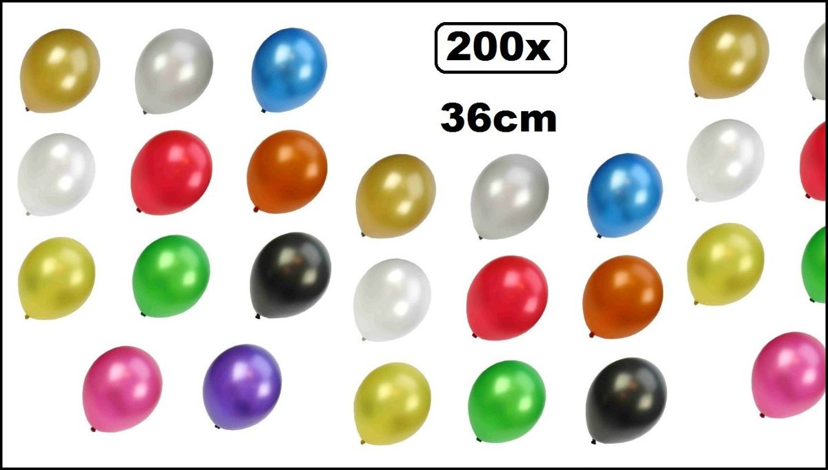 200x Super kwaliteit ballonnen metallic assortie 36cm