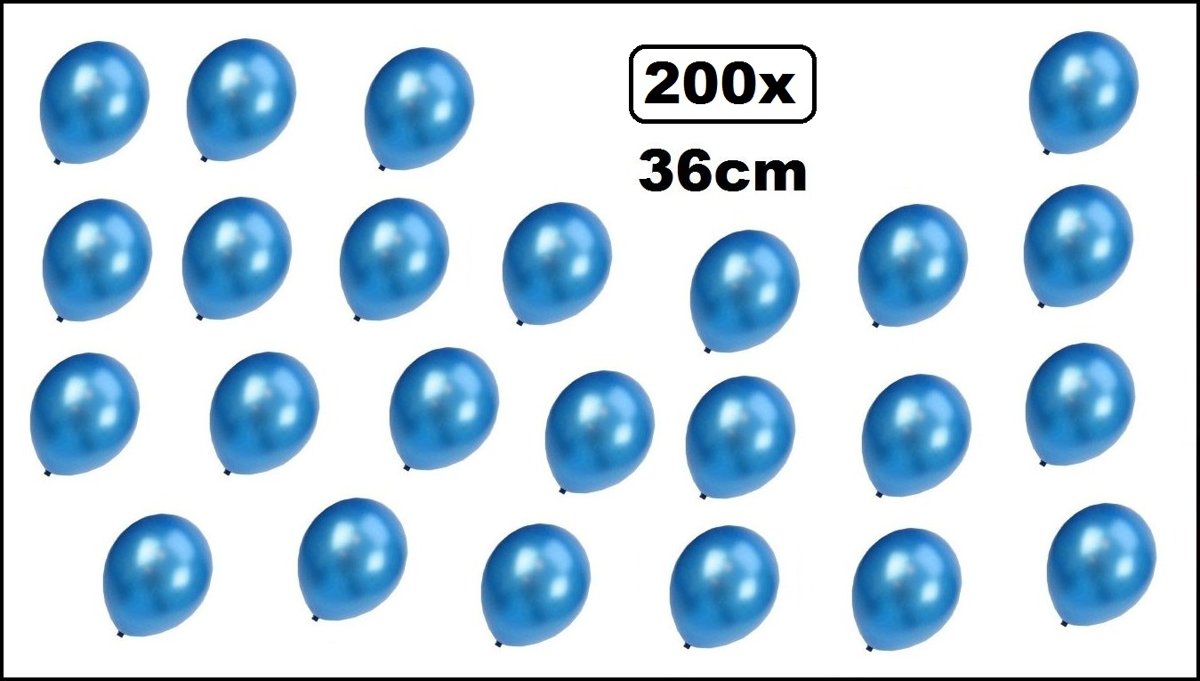 200x Super kwaliteit ballonnen metallic blauw 36cm