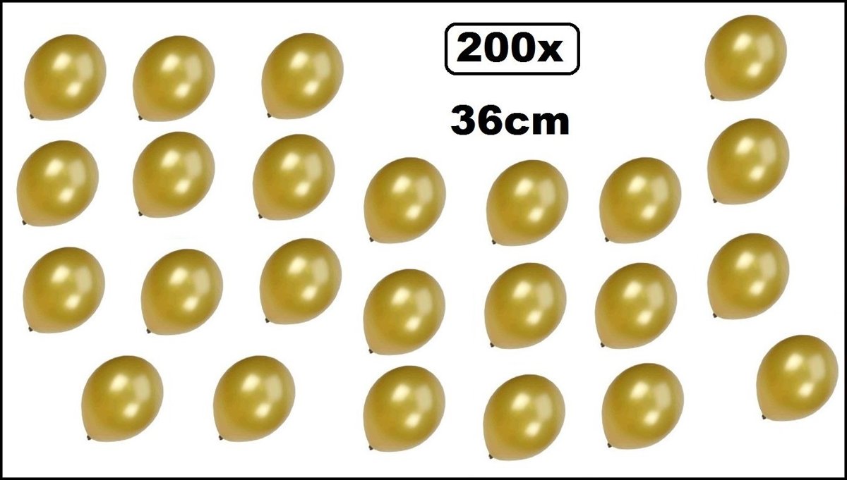 200x Super kwaliteit ballonnen metallic goud 36cm