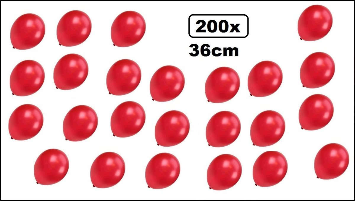 200x Super kwaliteit ballonnen metallic rood 36cm