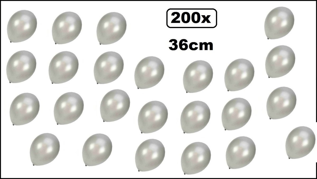 200x Super kwaliteit ballonnen metallic zilver 36cm