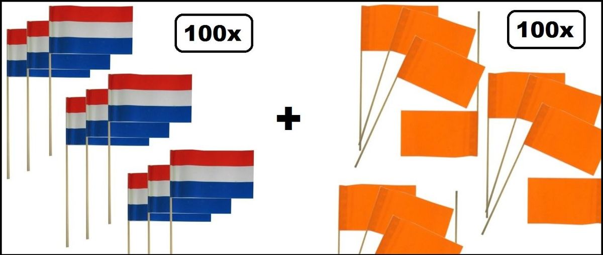 200x Vlaggetje op stok Hollands assortie