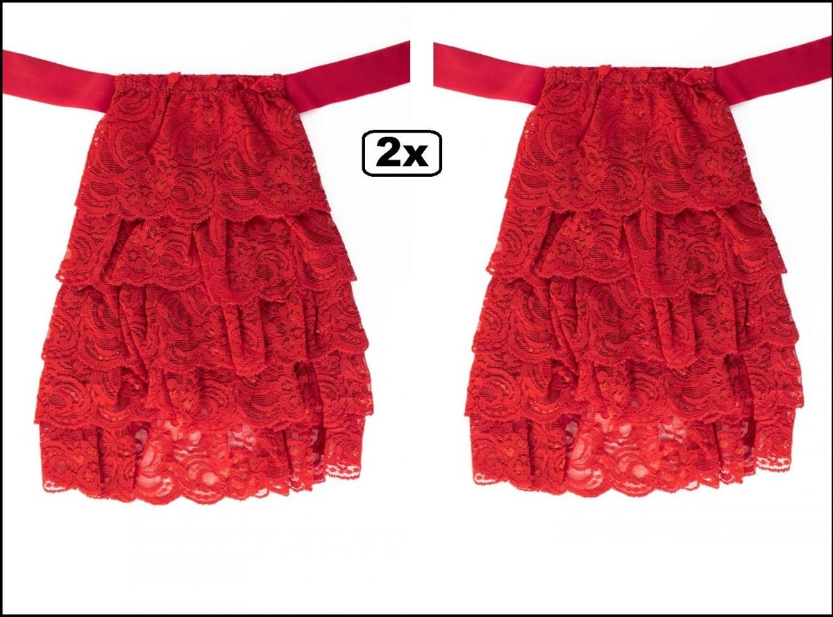 2x Luxe Jabot kant rood.