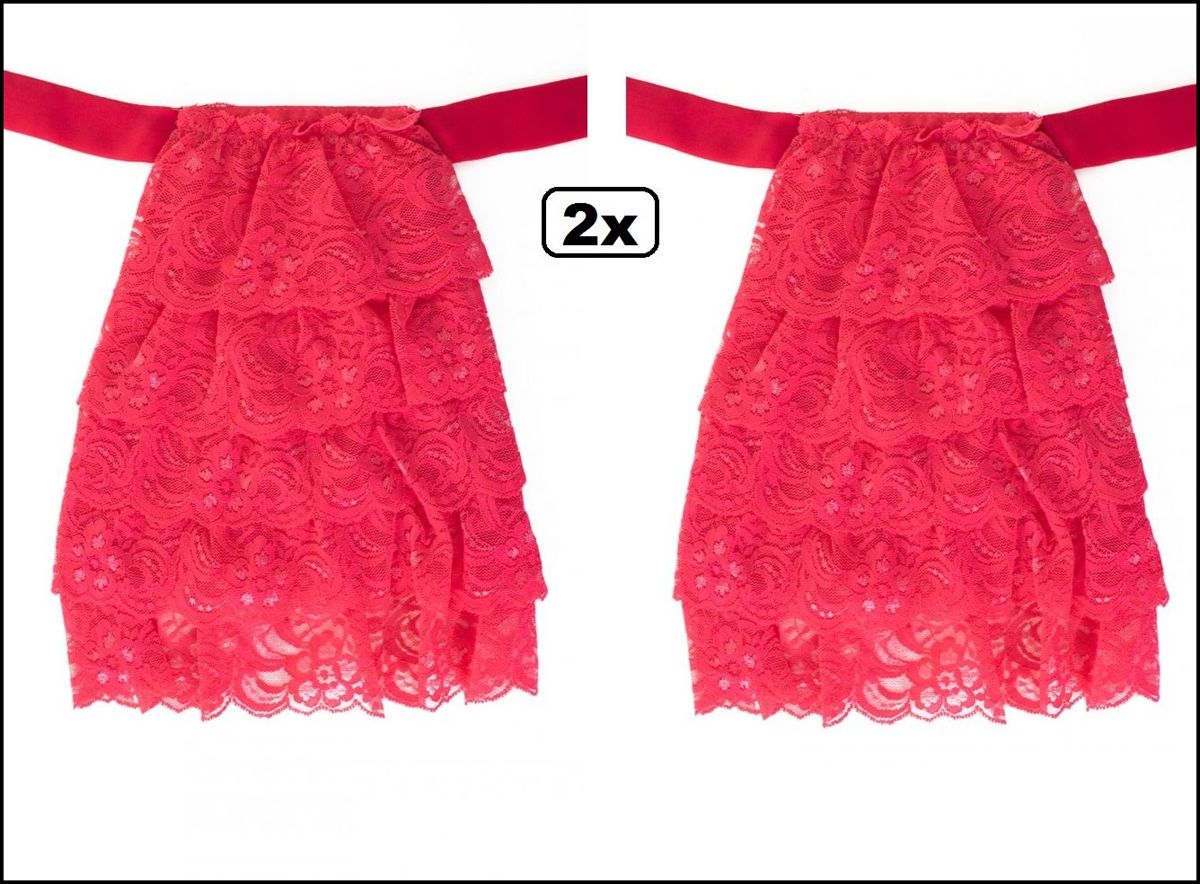 2x Luxe Jabot kant roze.