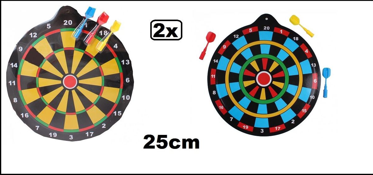 2x Magnetisch Dartbord 25 cm Met 3 Pijlen assortie