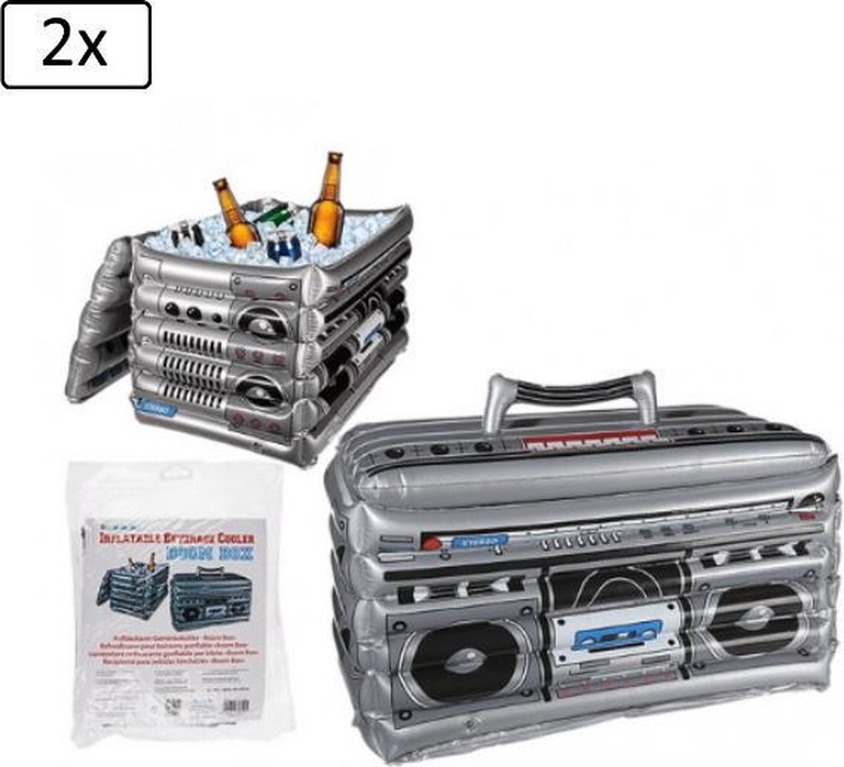 2x Opblaasbare drankkoeler Boom Box - drank koeler box opblaas thema feest party kerst oud en nieuw festival