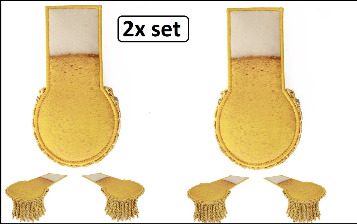 2x Set schouder epaulette biertje - carnaval bier feest thema party apres ski oktoberfest festival