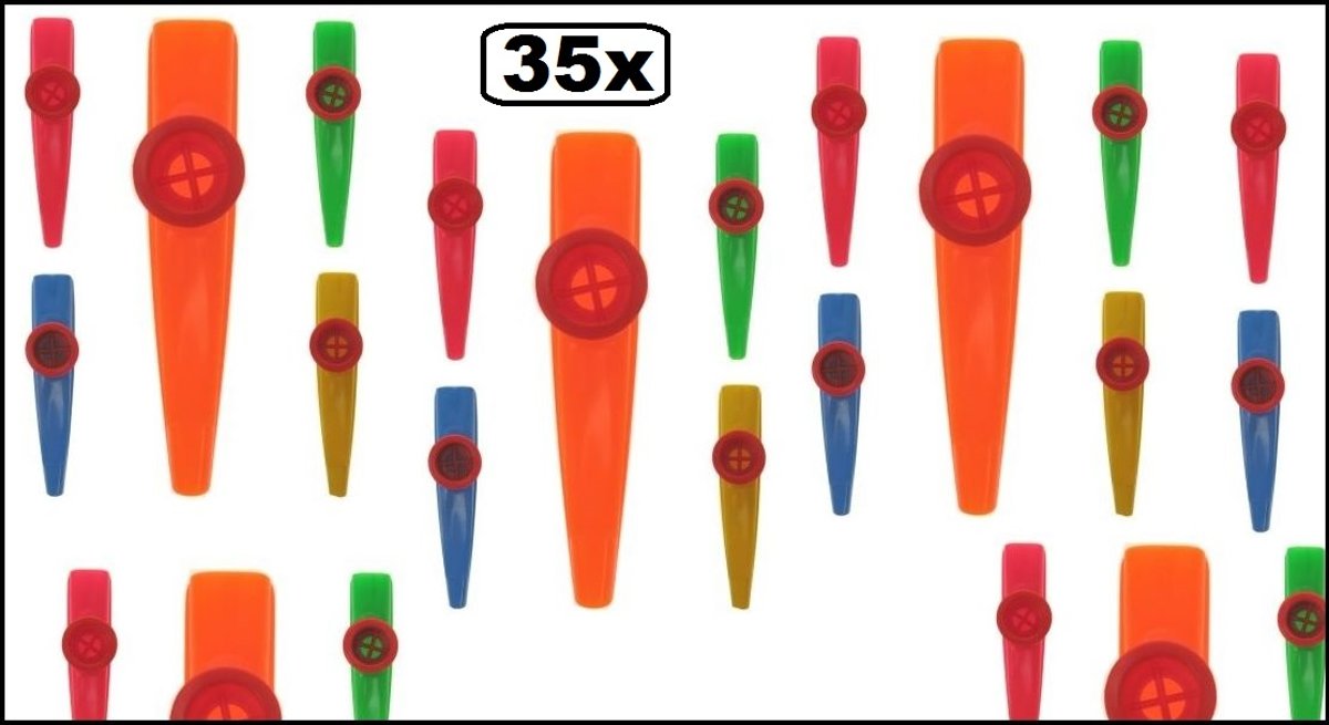 35x Muziekinstrument Kazoo assortie kleuren