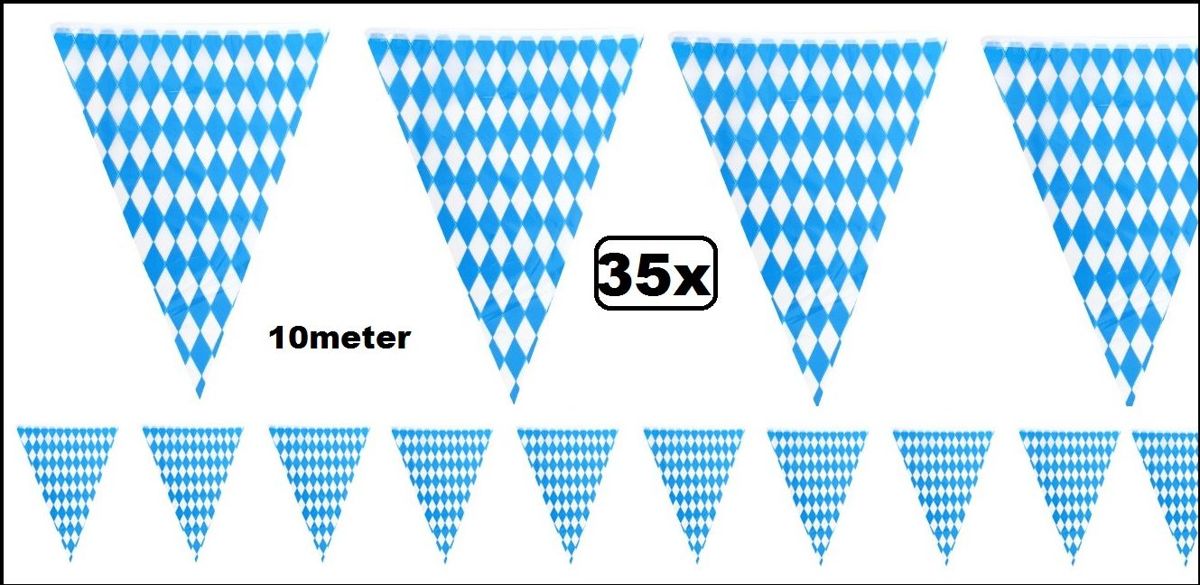 35x Vlaggenlijn Oktoberfest blauw/wit 10 meter