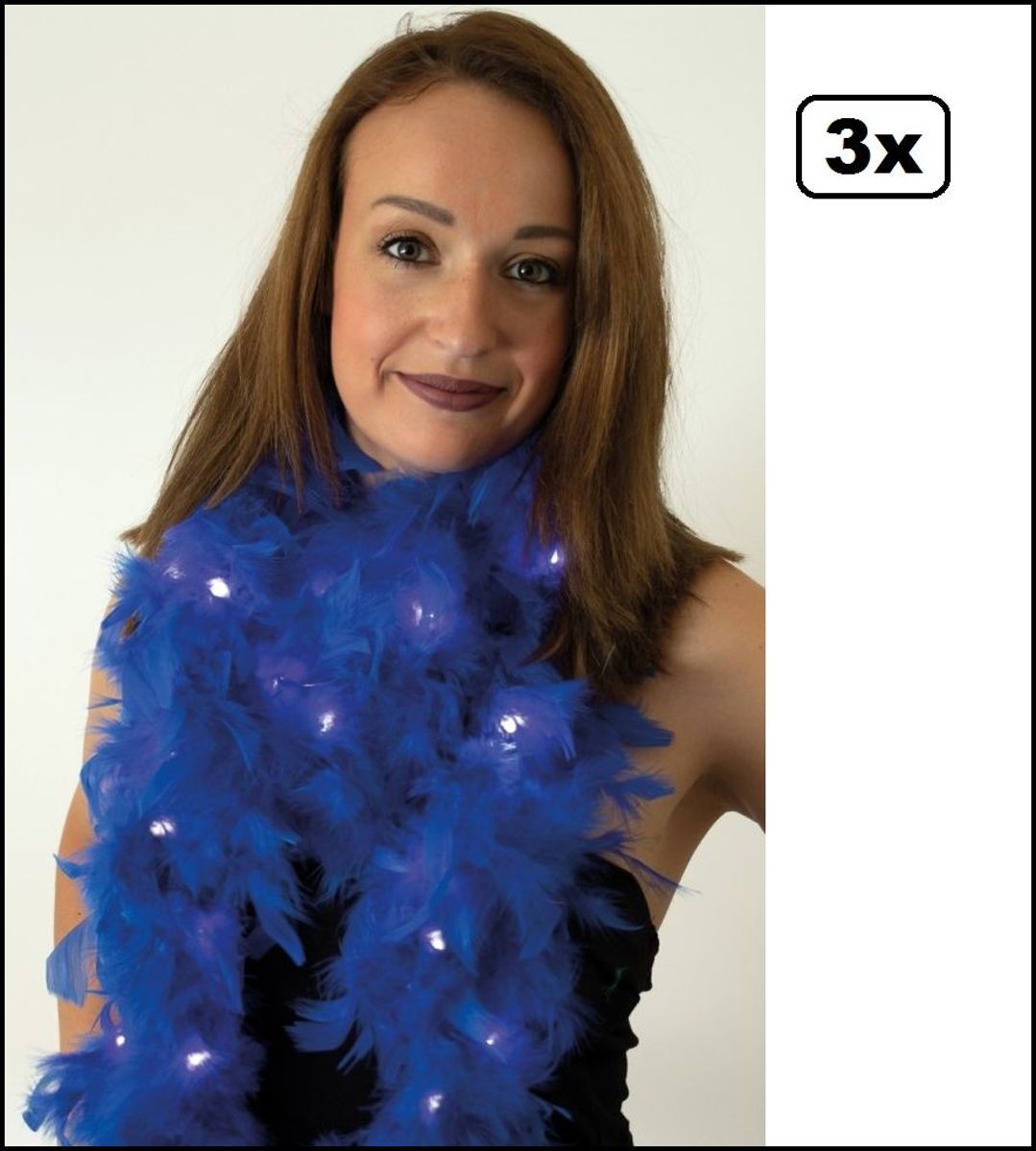 3x Boa blauw met licht 180 cm. 50 gr.