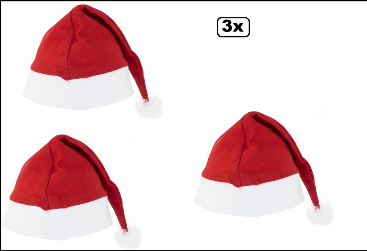 3x Kerstmuts rood wit - kerst kerstmis santa basic kerstfeest winter noordpool ho ho ho merry christmas