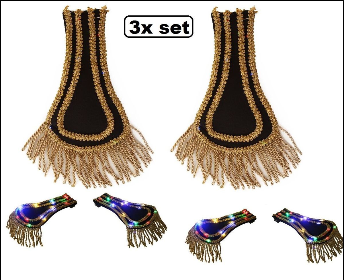 3x Set schouder epaulette zwart/goud met licht