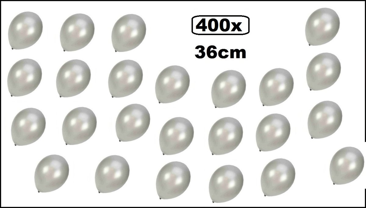 400x Super kwaliteit ballonnen metallic zilver 36cm