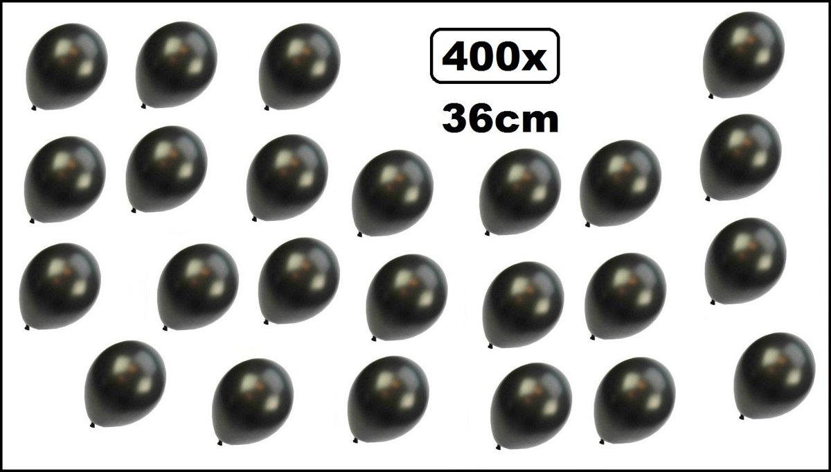 400x Super kwaliteit ballonnen metallic zwart 36cm