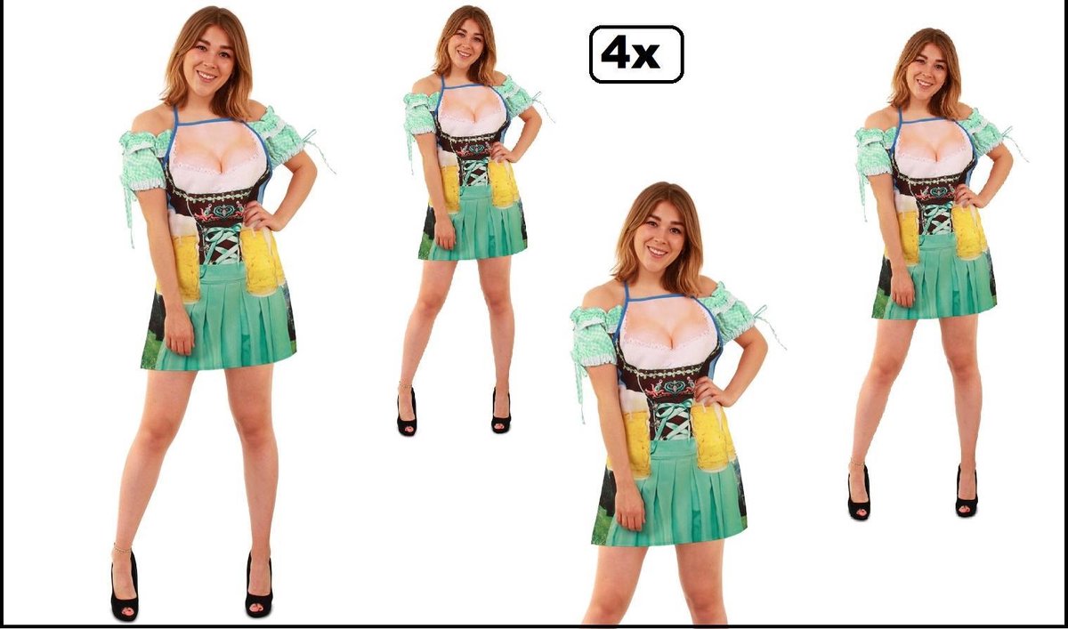 4x Schort Olga one size - Bier feest oktoberfest carnaval apres ski party kostuum grappig en fout