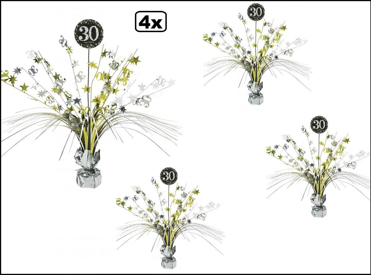 4x Tafel decoratie Sparkling goud 30