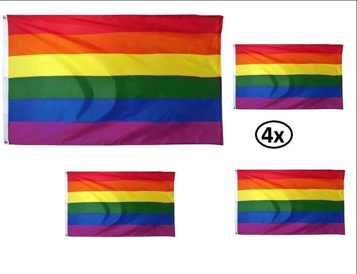 4x Vlag Regenboog 90cmx150cm