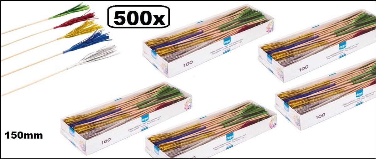 500x Prikker Palmboom hout 150mm assortie