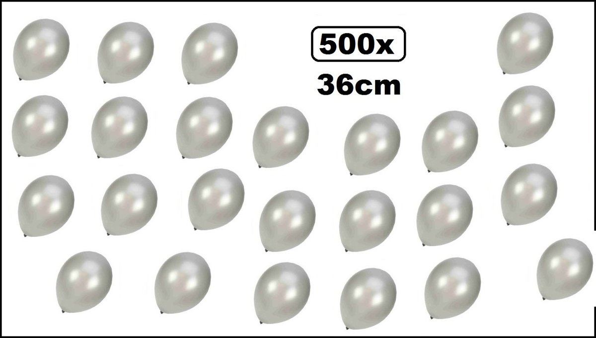 500x Super kwaliteit ballonnen metallic zilver 36cm