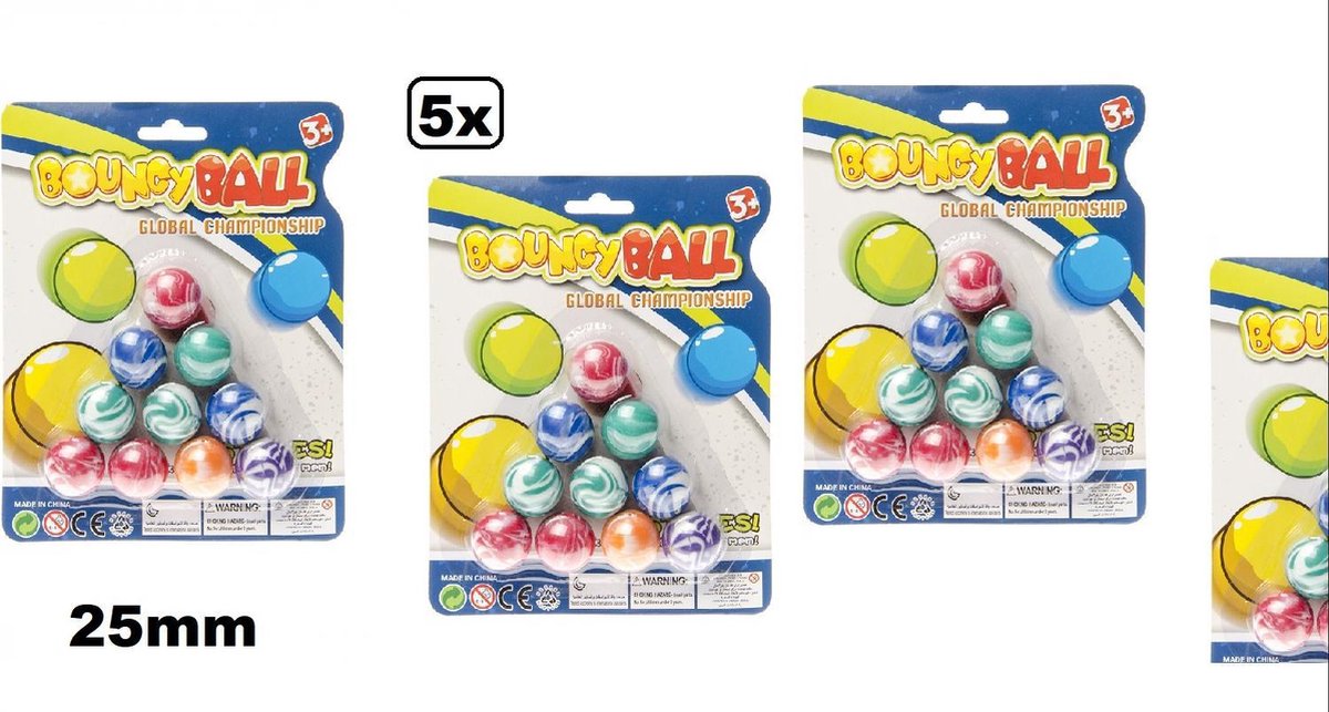 50x Stuiterbal space 25mm rubber assortie - Stuiter bal sport thema feest spelen stuiterbal