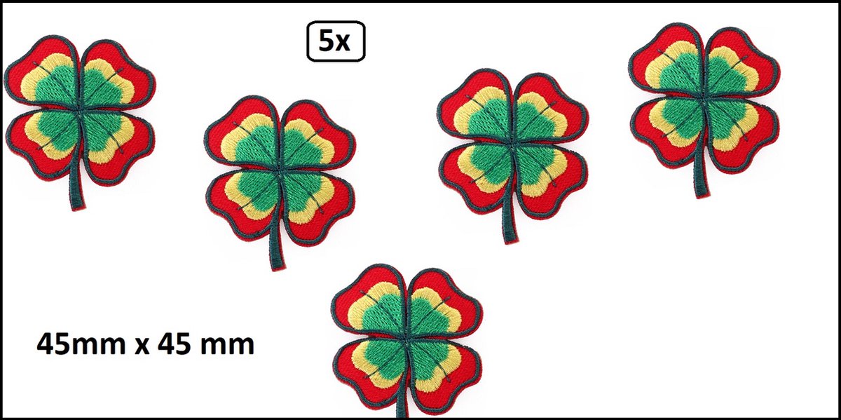 5x Applicatie Limbo klavertje 45mm x 45mm - Carnaval themafeest festival applicatie