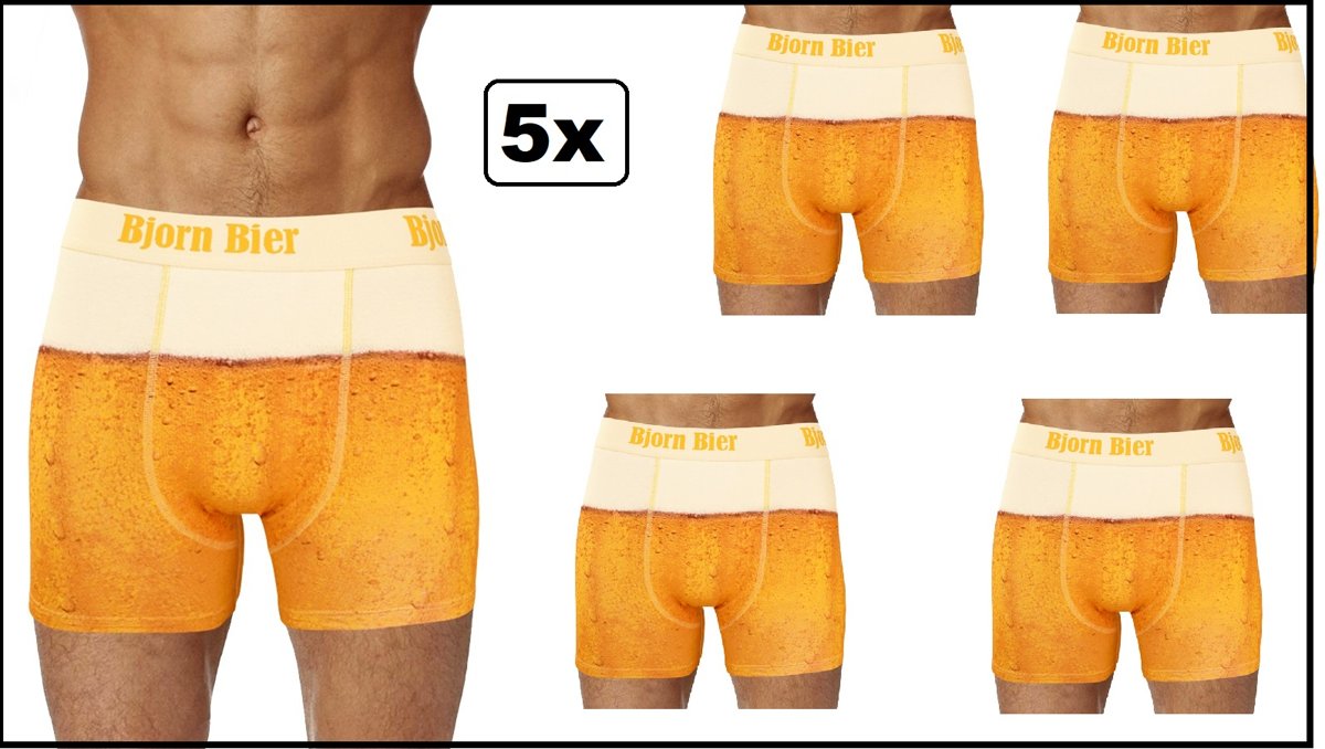 5x Boxer short Bjorn bier mt.L - ondergoed boxershort thema feest festival Bjorn  Bier bierfeest apres ski