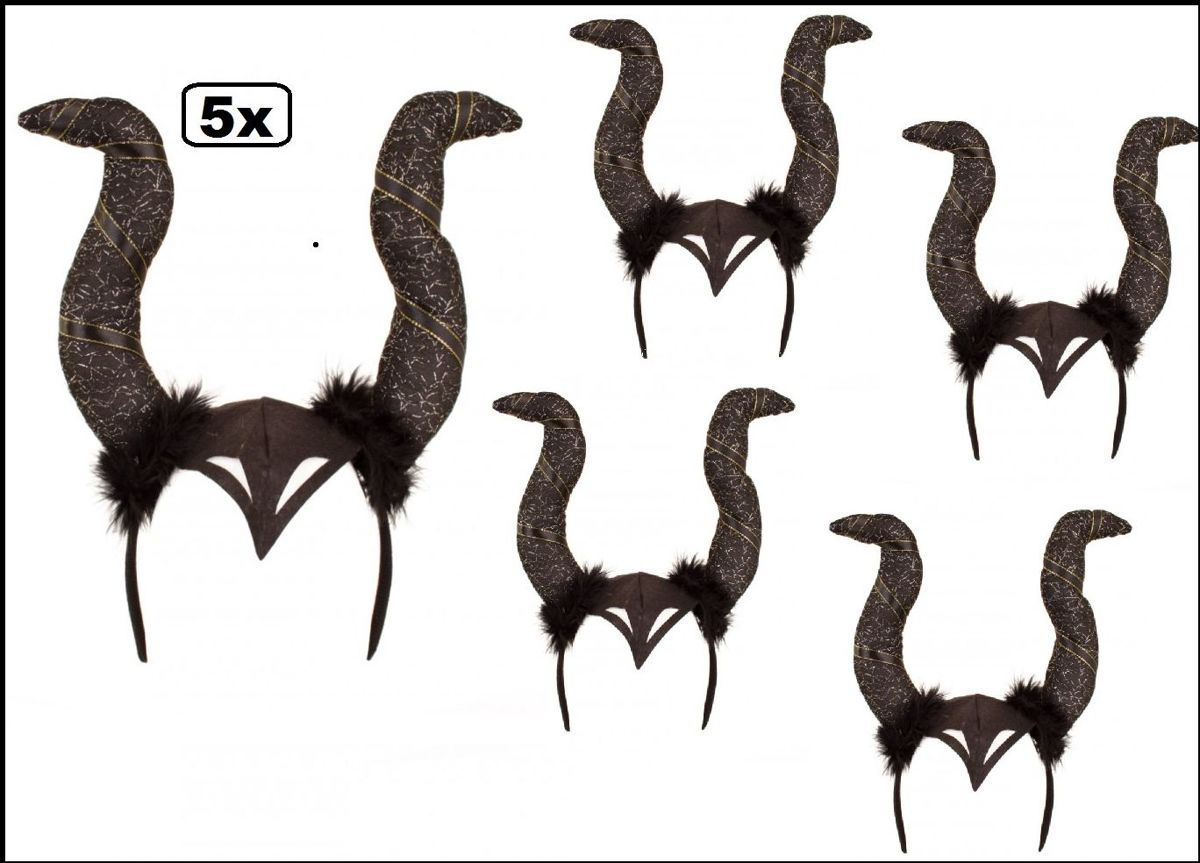 5x Diadeem hoorns black witch