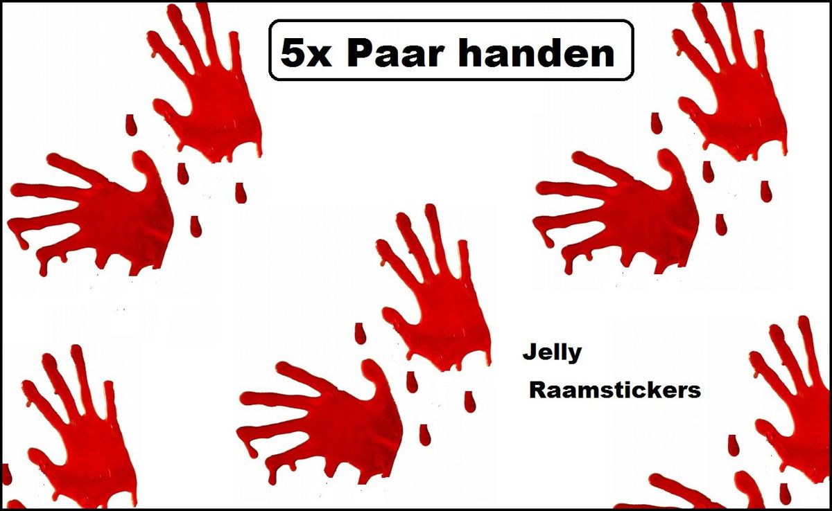 5x Halloween raamsticker bloed handen