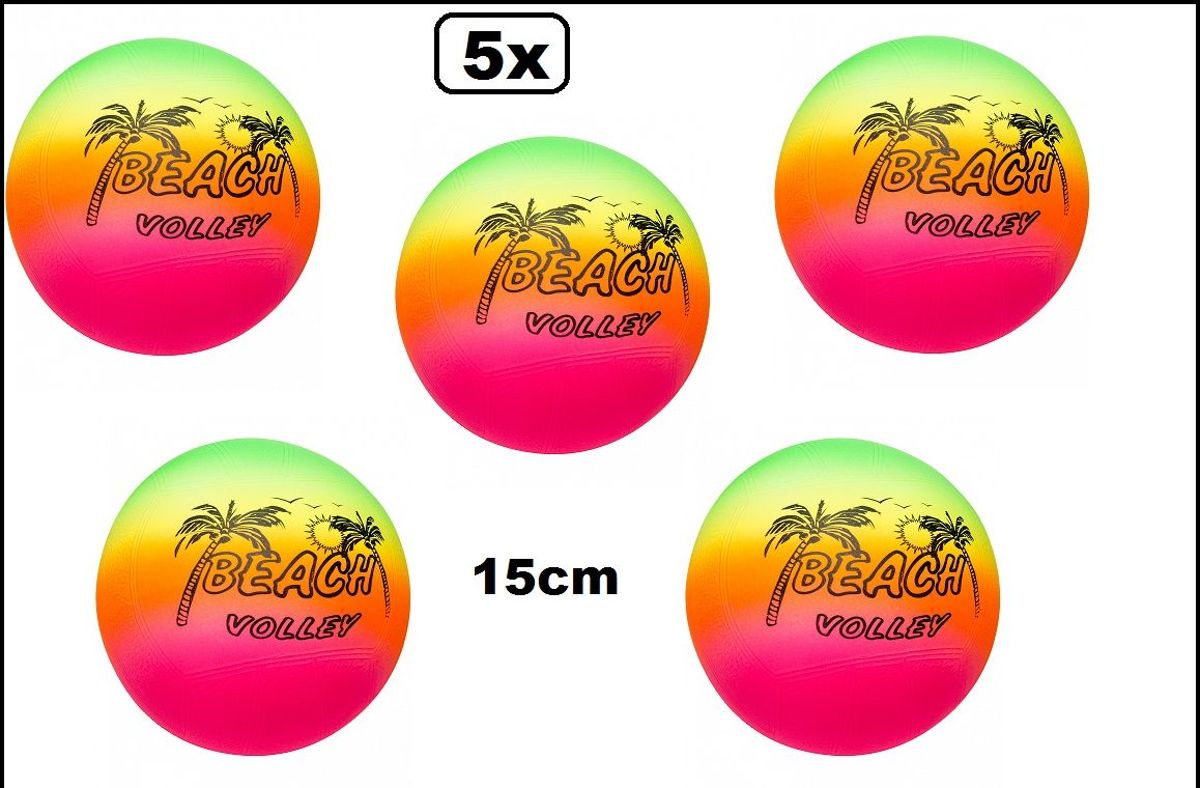 5x Strandbal neon 15 cm