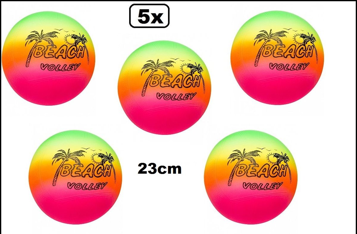 5x Strandbal neon 23 cm