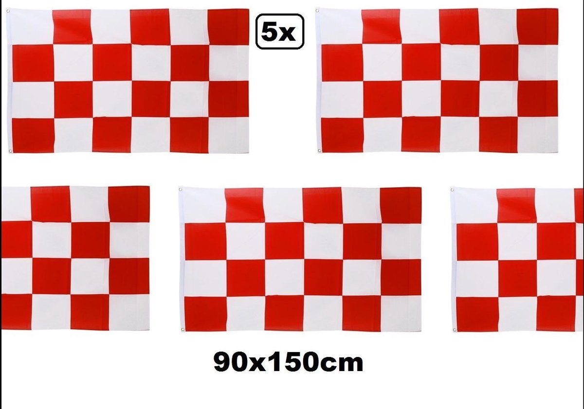 5x Vlag rood/wit 90cm x 150cm