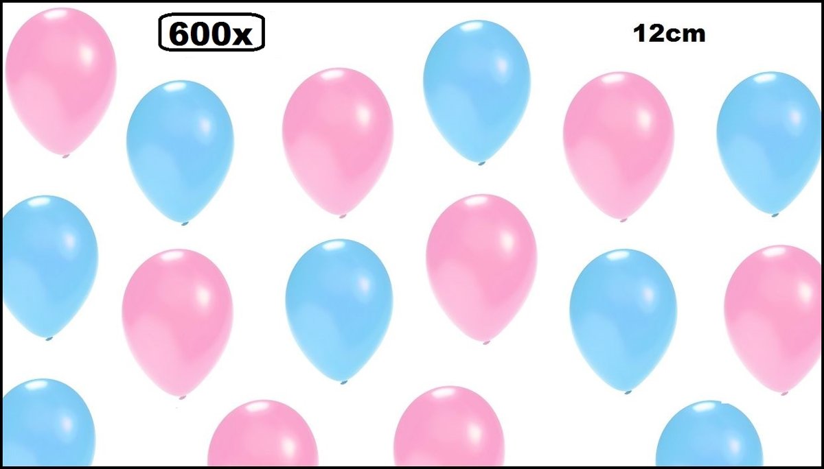 600x Mini ballon metallic licht roze/blauw 5 inch (12cm)