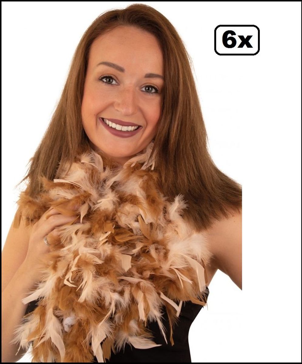 6x Boa bruin/beige 180 cm. 50 gr.