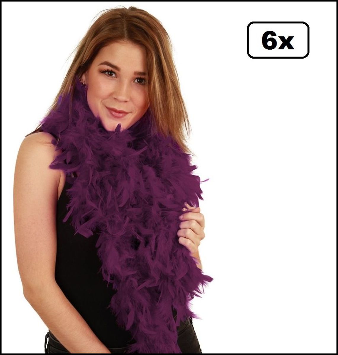 6x Boa luxe donker aubergine 75 gram 180cm