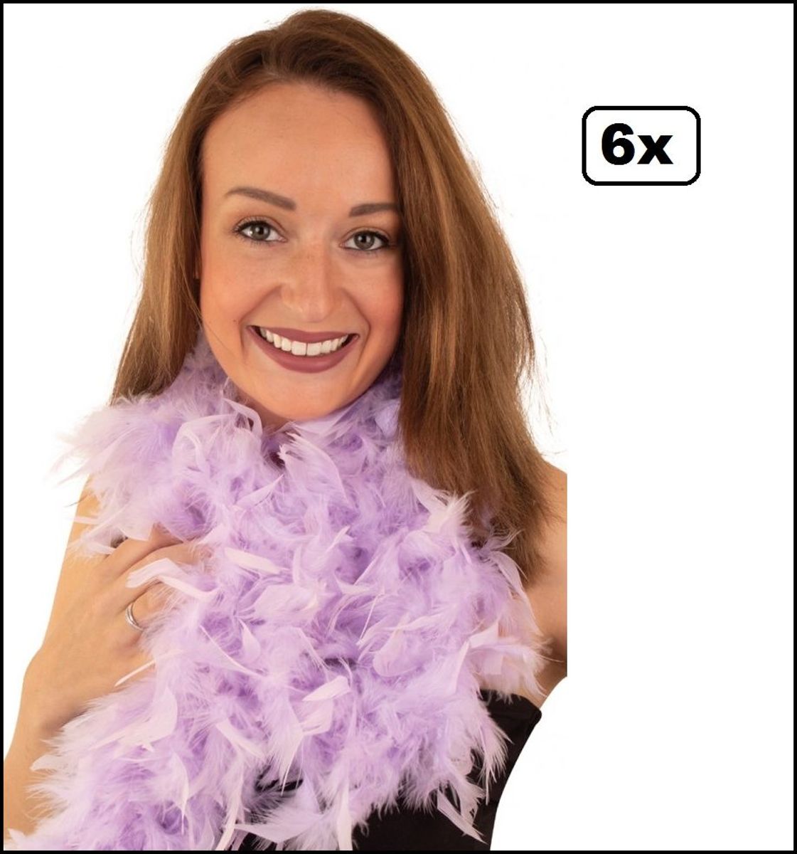 6x Boa pastel paars 180 cm - carnaval veren sjaal pastel festival feest party