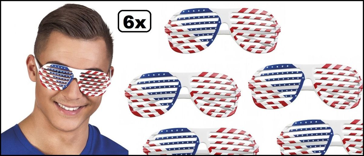 6x Bril USA voor volwassenen