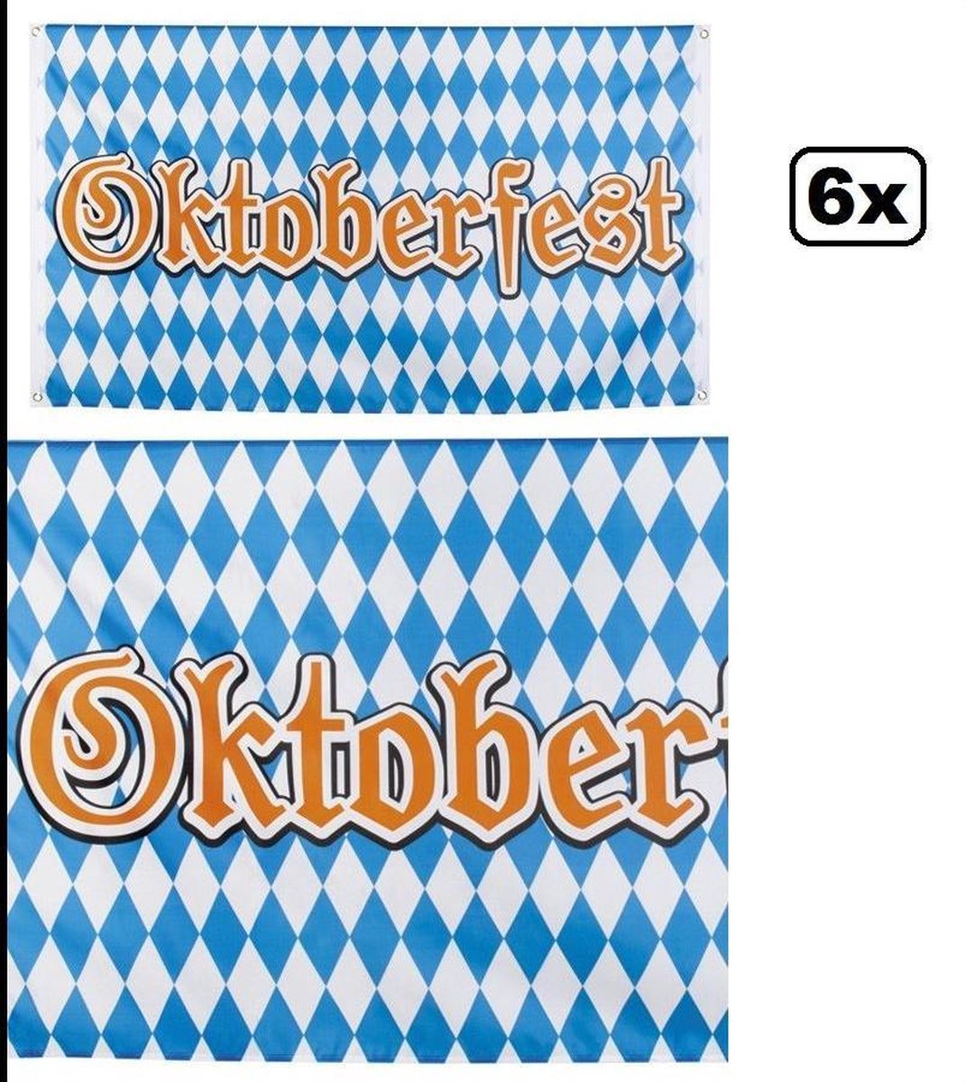 6x Oktoberfest vlag Bayern 90x150cm