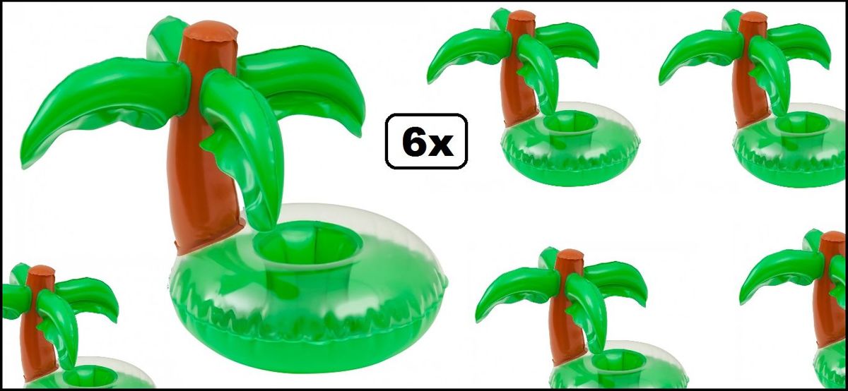 6x Opblaasbare palmboom cupholder 24 cm groen