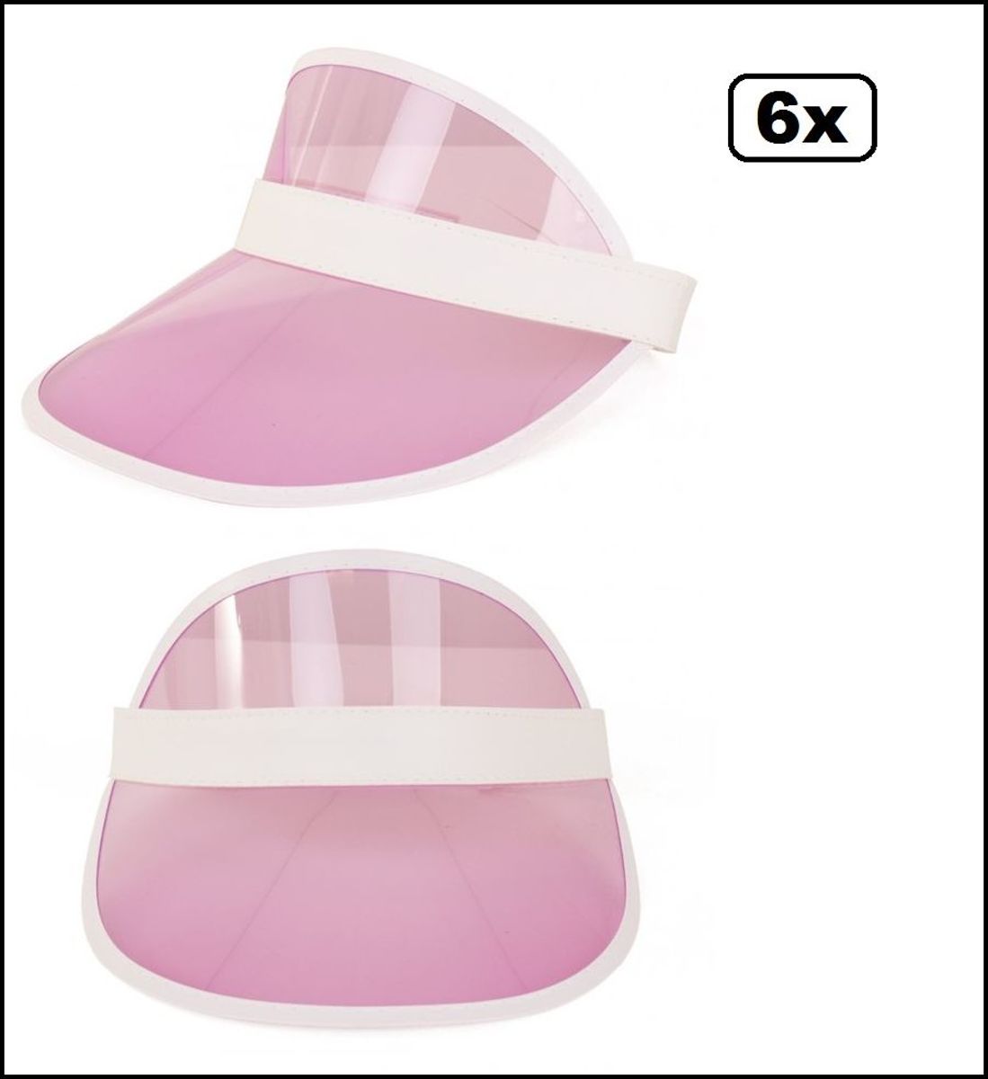 6x Roze zonneklep transparant